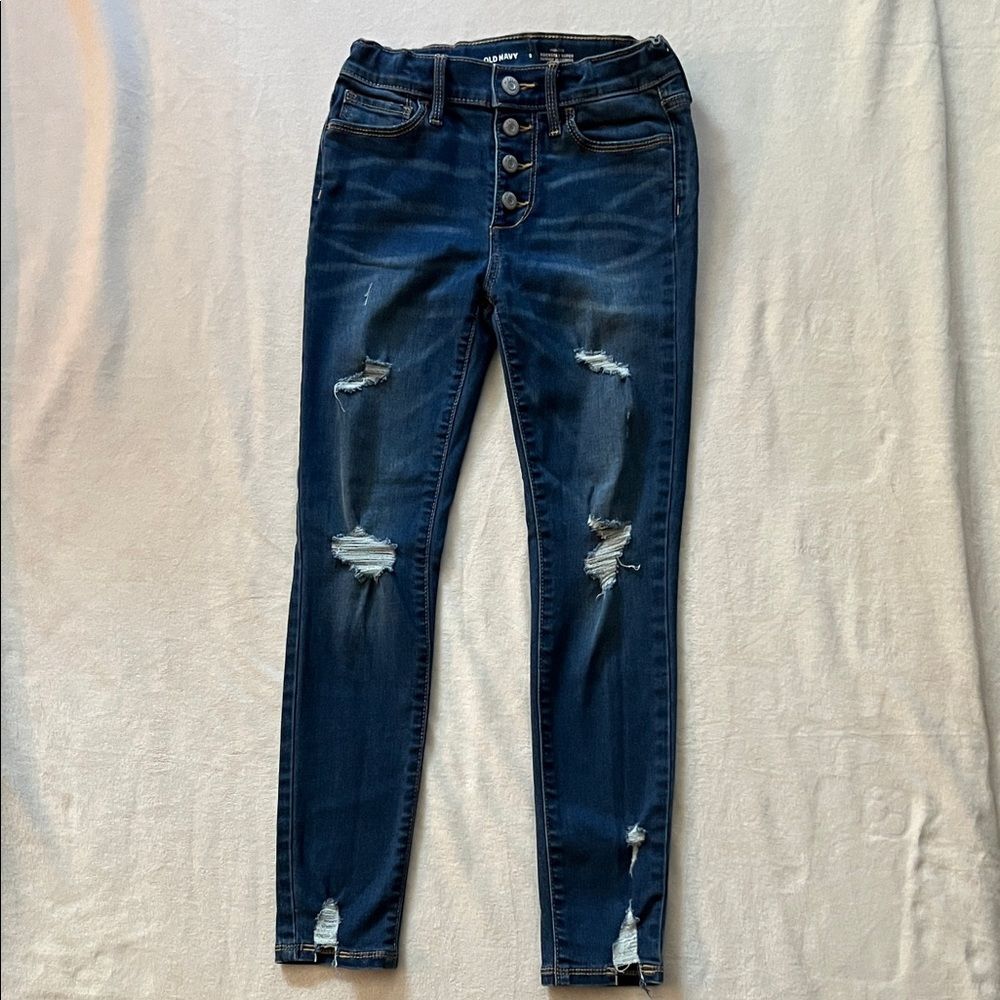 Old Navy Dark Blue Distressed Jeans